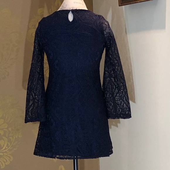 Rare Editions Navy Blue 3/4 Sleeve Lace Dress Sz16 - Picture 3 of 6